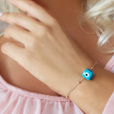 VAOOV 925 Ayar Gümüş Küp Nazar Bileklik    - 1