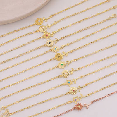 Vaoov 925 Ayar Gümüş Mavi Taşlı Çiçek Bileklik - 3