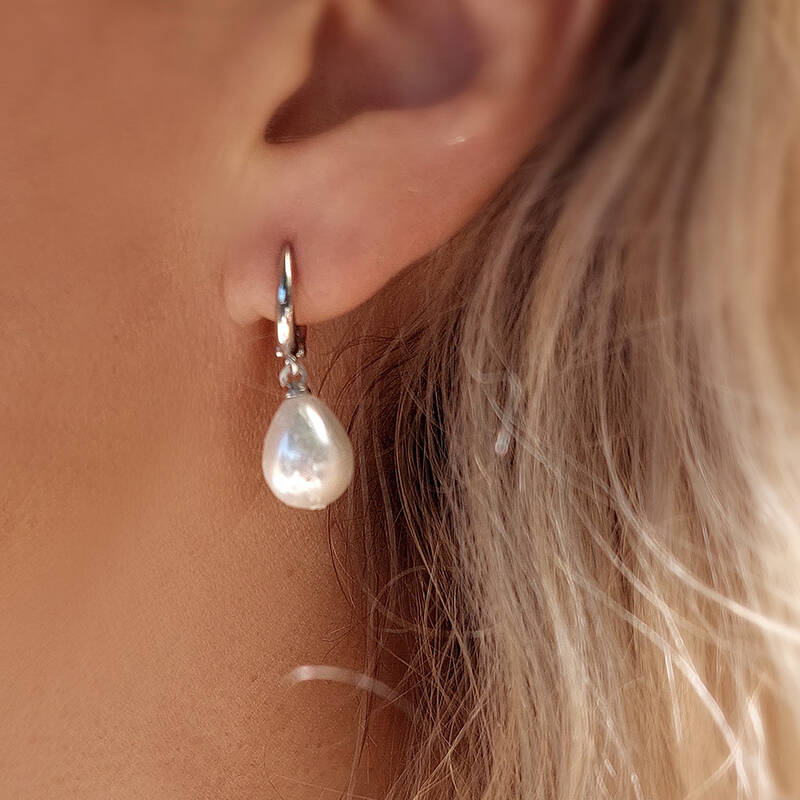 Vaoov 925 Ayar Gümüş Mayorka İnci Küpe - 1