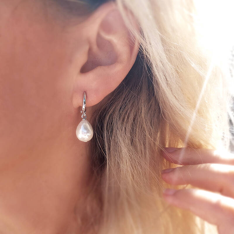 Vaoov 925 Ayar Gümüş Mayorka İnci Küpe - 3