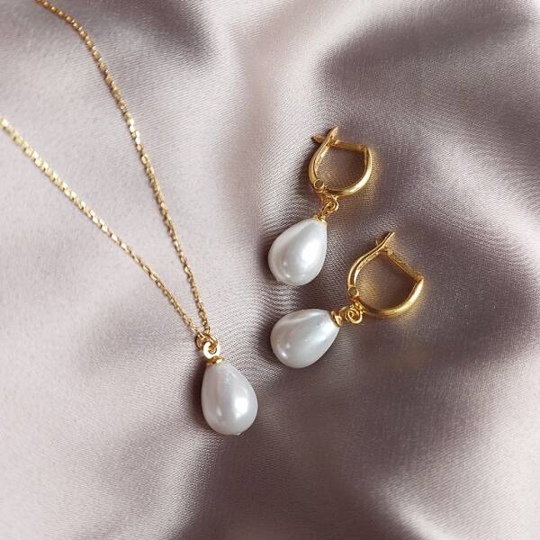 Vaoov 925 Ayar Gümüş Mayorka İnci Set - 1