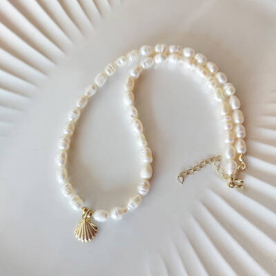 Vaoov 925 Ayar Gümüş Midye Kabuğu İnci Kolye - 2