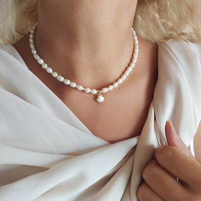 Vaoov 925 Ayar Gümüş Midye Kabuğu İnci Kolye - 3