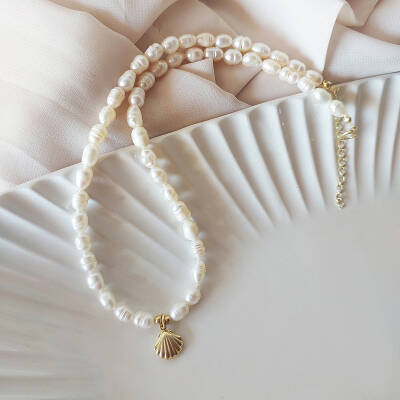 Vaoov 925 Ayar Gümüş Midye Kabuğu İnci Kolye - 4