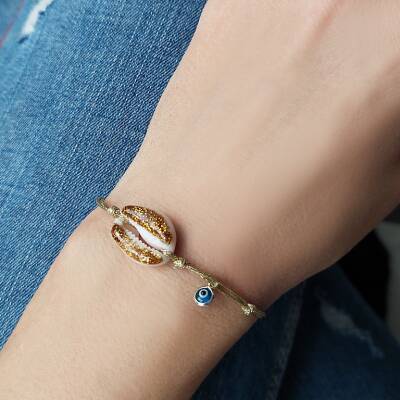 Vaoov 925 Ayar Gümüş Midye Kabuğu Nazar Bileklik    