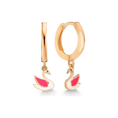 Vaoov 925 Ayar Gümüş Mineli Beyaz Kuğu Çocuk Küpe - 5