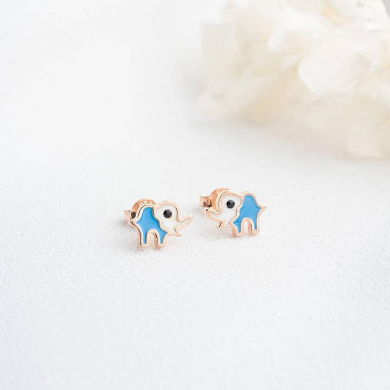 Vaoov 925 Ayar Gümüş Mineli Fil Küpe - 2