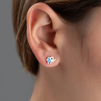 Vaoov 925 Ayar Gümüş Mineli Fil Küpe - 3