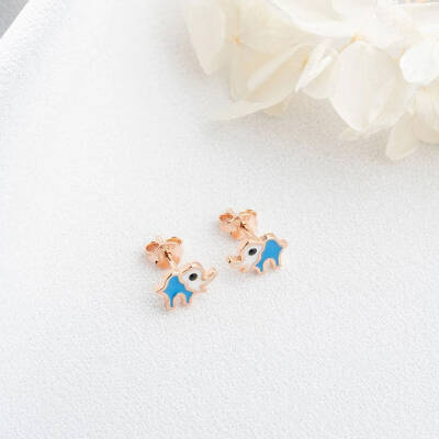 Vaoov 925 Ayar Gümüş Mineli Fil Küpe - 4