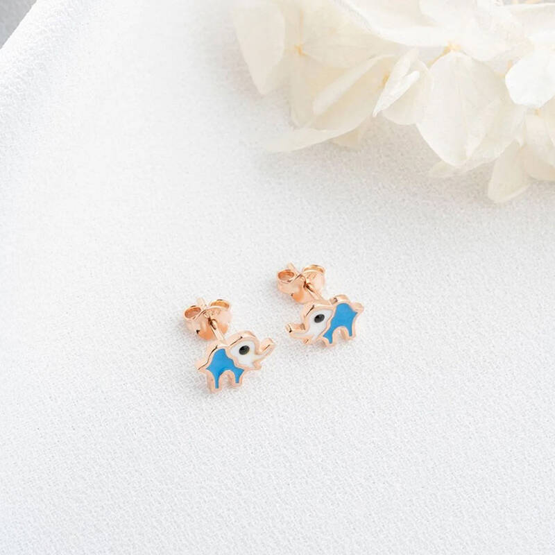 Vaoov 925 Ayar Gümüş Mineli Fil Küpe - 4