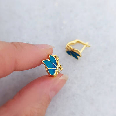 Vaoov 925 Ayar Gümüş Mineli Mavi Çocuk Küpe - 2