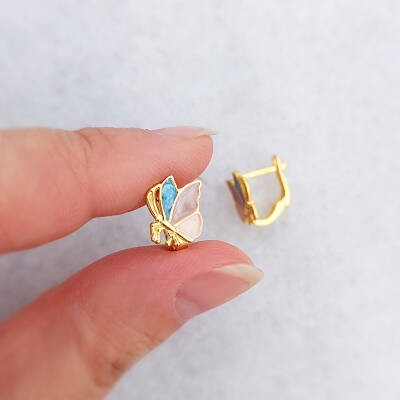 Vaoov 925 Ayar Gümüş Mineli Pembe Çocuk Küpe  - 2