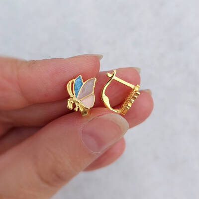 Vaoov 925 Ayar Gümüş Mineli Pembe Çocuk Küpe  - 3