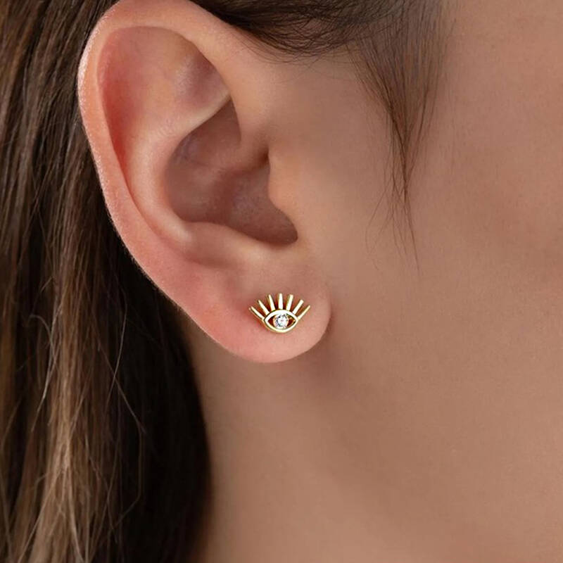 Vaoov 925 Ayar Gümüş Minimal Göz Küpe - 1