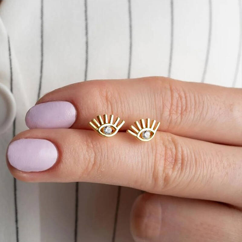 Vaoov 925 Ayar Gümüş Minimal Göz Küpe - 2