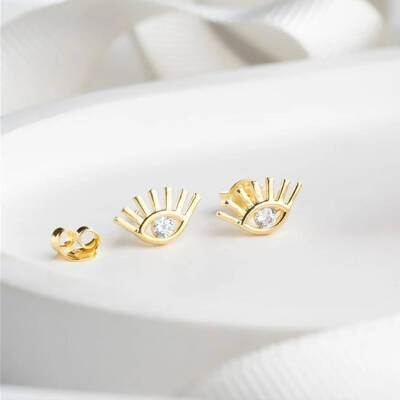 Vaoov 925 Ayar Gümüş Minimal Göz Küpe - 3