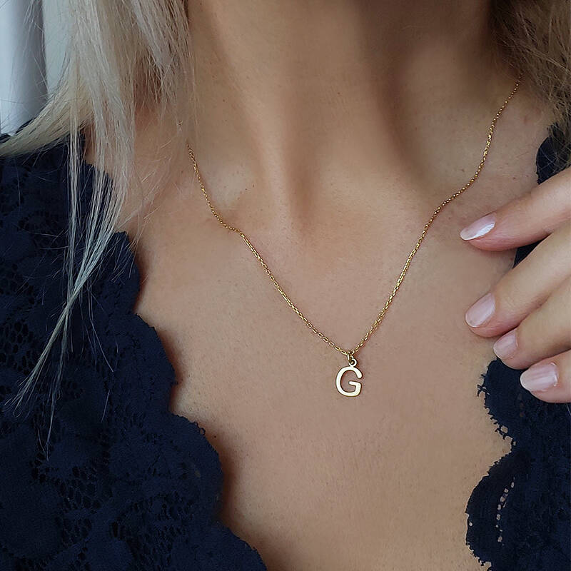 Vaoov 925 Ayar Gümüş Minimal Harf Kolye - 1