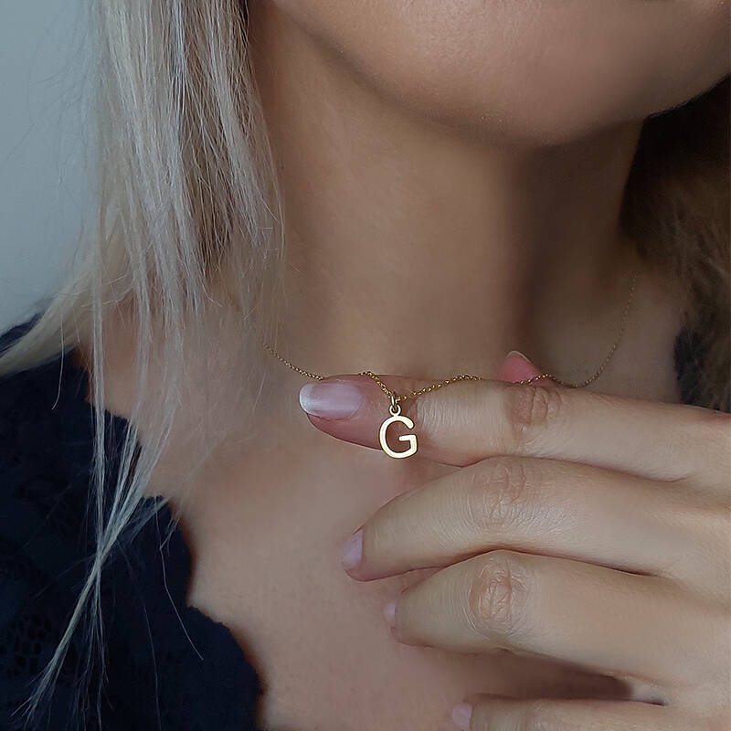 Vaoov 925 Ayar Gümüş Minimal Harf Kolye - 2