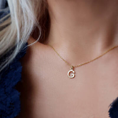 Vaoov 925 Ayar Gümüş Minimal Harf Kolye - 3