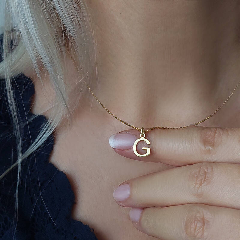 Vaoov 925 Ayar Gümüş Minimal Harf Kolye - 4