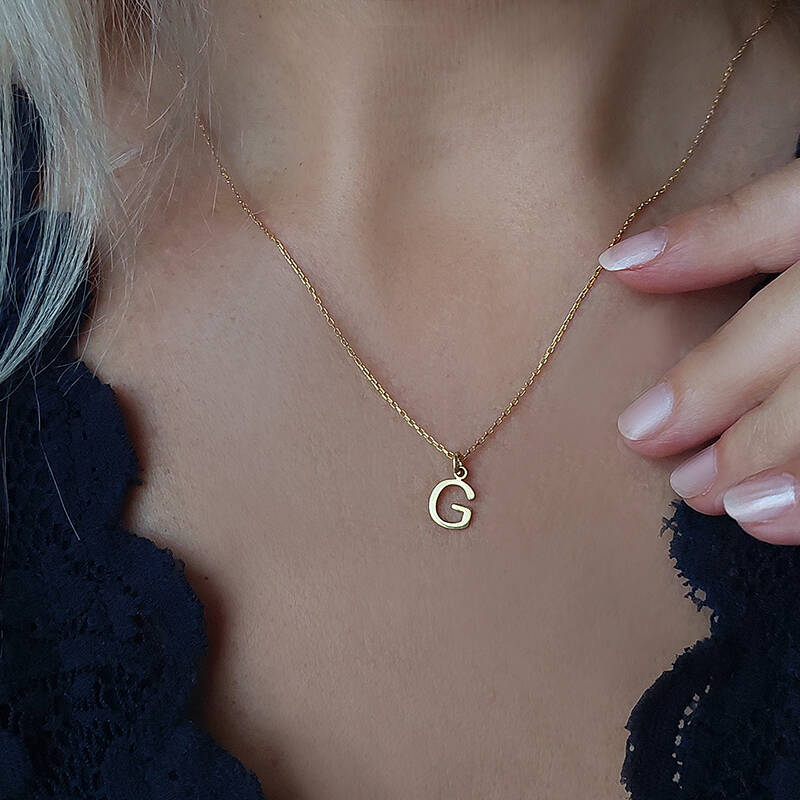 Vaoov 925 Ayar Gümüş Minimal Harf Kolye - 5