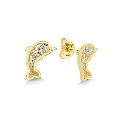 Vaoov 925 Ayar Gümüş Minimal Yunus Balığı Küpe - 3