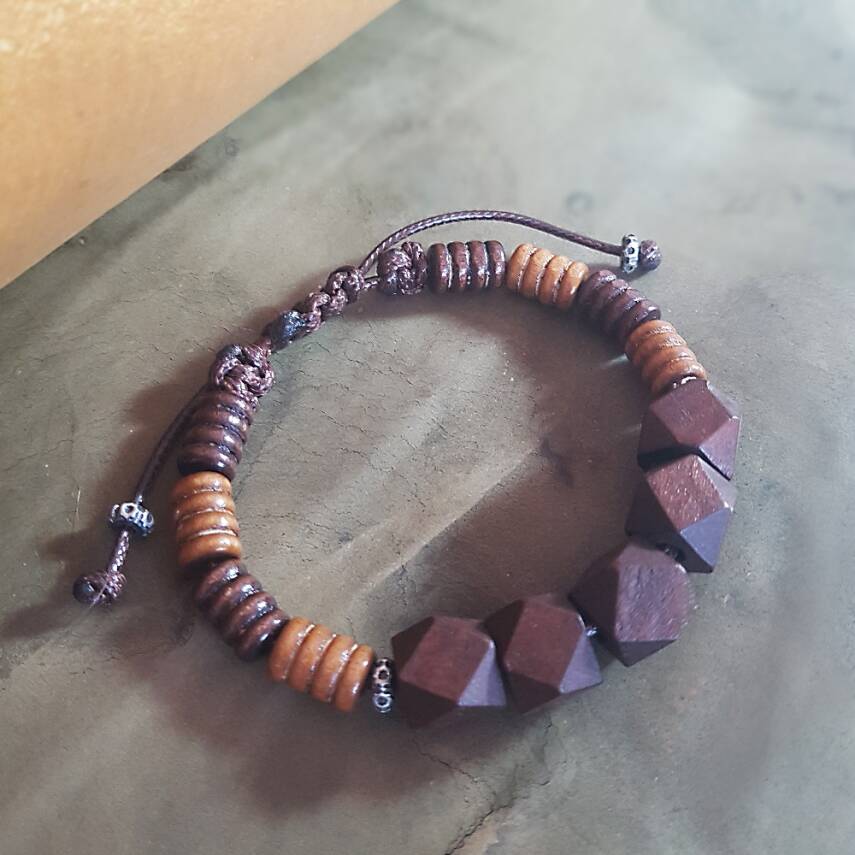 Vaoov 925 Ayar Gümüş Özel Kesim Ahşap Erkek Bileklik  - 2