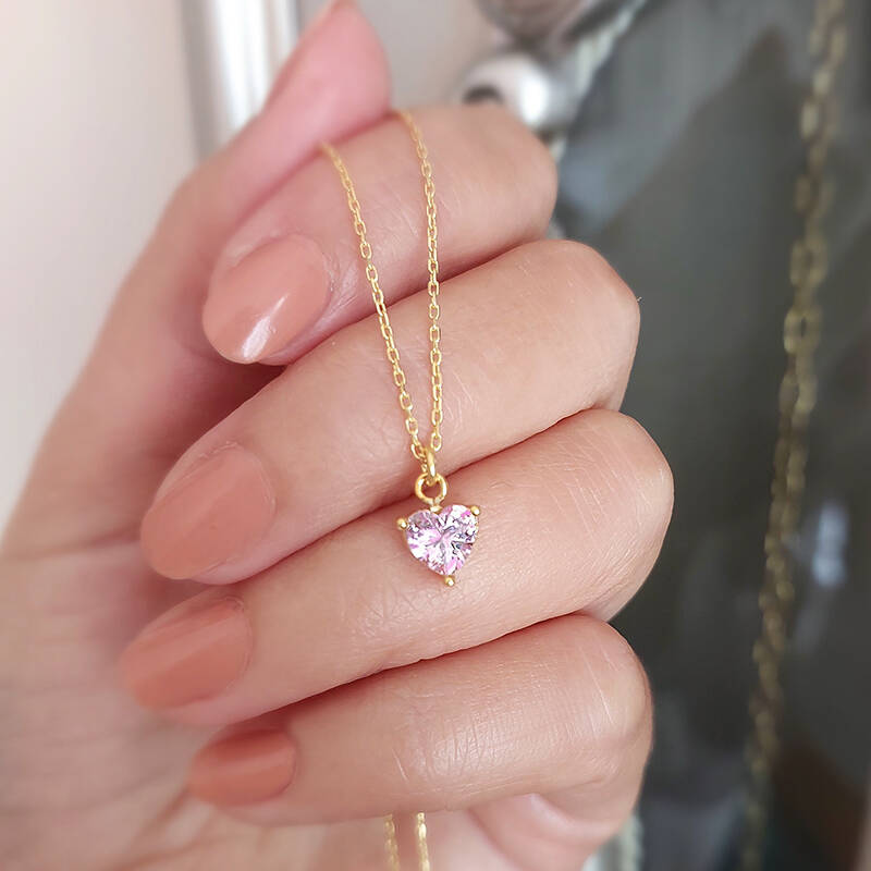 Vaoov 925 Ayar Gümüş Pembe Kalp Kolye - 5