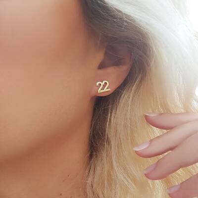 Vaoov 925 Ayar Gümüş Rakam Küpe - 5