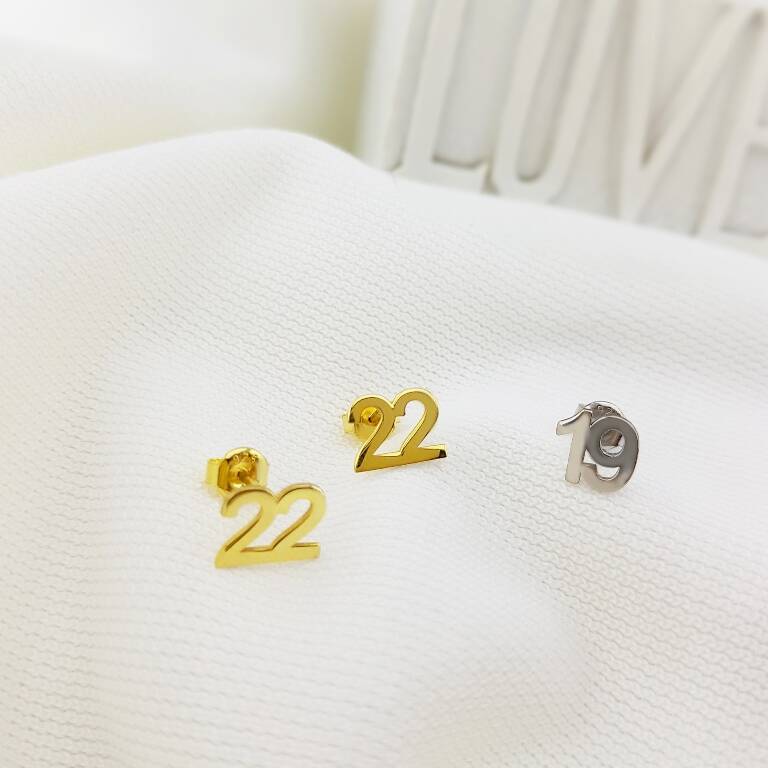 Vaoov 925 Ayar Gümüş Rakam Küpe - 6