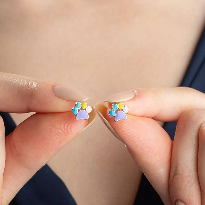 Vaoov 925 Ayar Gümüş Renkli Mineli Pati Küpe - 1