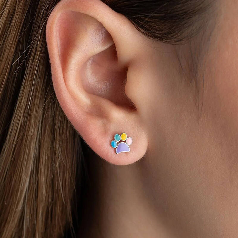 Vaoov 925 Ayar Gümüş Renkli Mineli Pati Küpe - 2