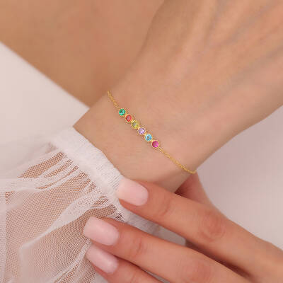 Vaoov 925 Ayar Gümüş Renkli Taşlı Bileklik