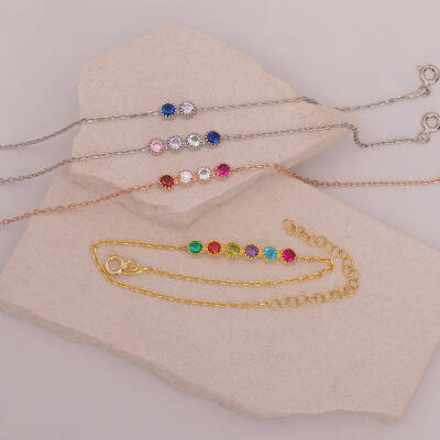 Vaoov 925 Ayar Gümüş Renkli Taşlı Bileklik - 3