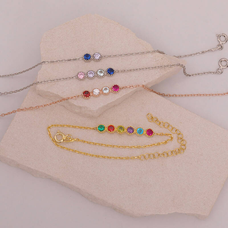 Vaoov 925 Ayar Gümüş Renkli Taşlı Bileklik - 3