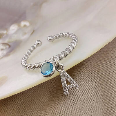 Vaoov 925 Ayar Gümüş Renkli Taşlı Harf Yüzük - 2