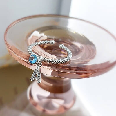 Vaoov 925 Ayar Gümüş Renkli Taşlı Harf Yüzük - 4