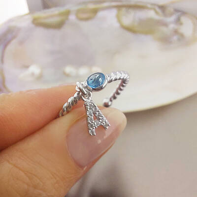 Vaoov 925 Ayar Gümüş Renkli Taşlı Harf Yüzük - 9