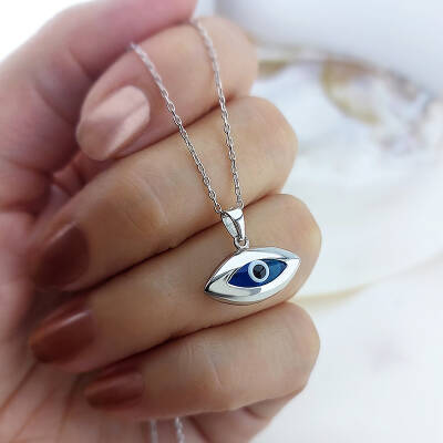 Vaoov 925 Ayar Gümüş Rodyumlu Göz Nazar Kolye - 2