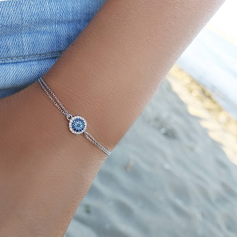 Vaoov 925 Ayar Gümüş Rodyumlu Nazar Bileklik - 3