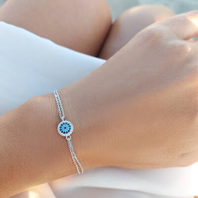 Vaoov 925 Ayar Gümüş Rodyumlu Nazar Bileklik - 4