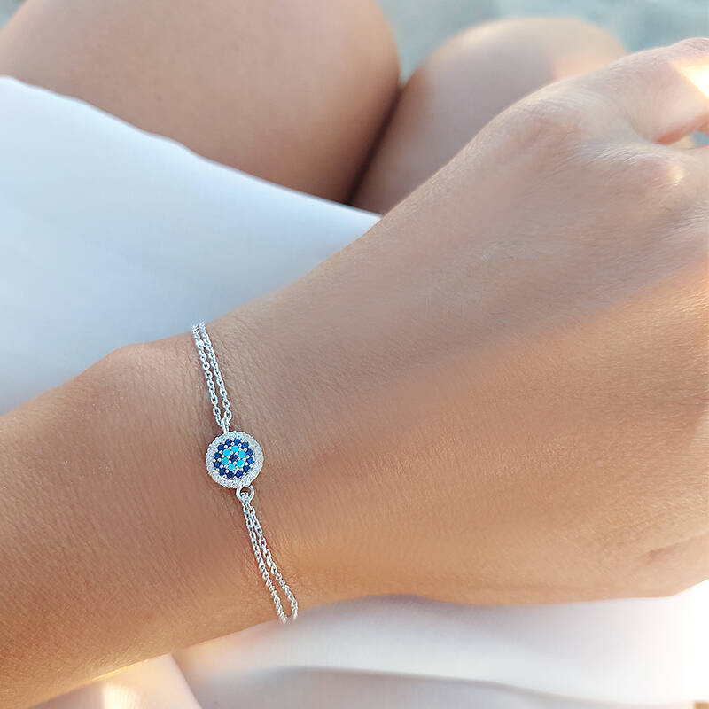 Vaoov 925 Ayar Gümüş Rodyumlu Nazar Bileklik - 4