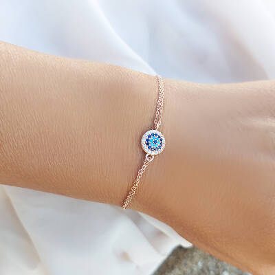 Vaoov 925 Ayar Gümüş Rose Nazar Bileklik  - 3