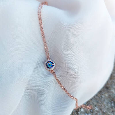 Vaoov 925 Ayar Gümüş Rose Nazar Bileklik  - 4