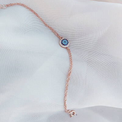 Vaoov 925 Ayar Gümüş Rose Nazar Bileklik  - 6