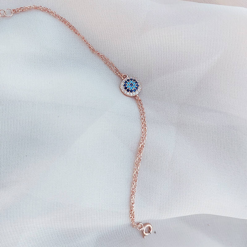 Vaoov 925 Ayar Gümüş Rose Nazar Bileklik  - 6