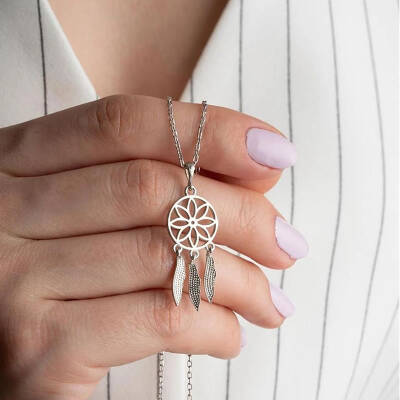 Vaoov 925 Ayar Gümüş Rüya Kapanı Kolye - 4