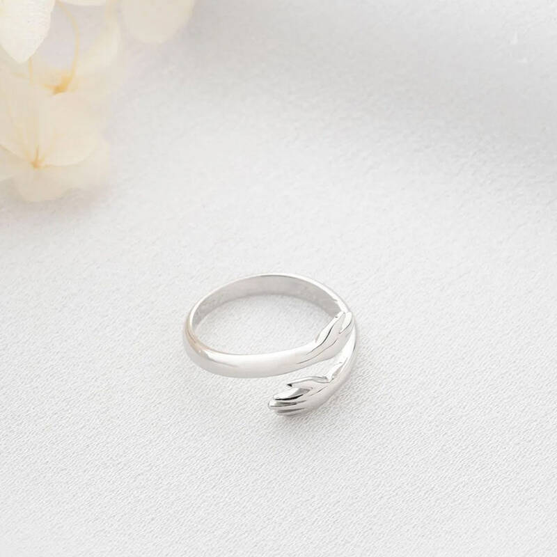 Vaoov 925 Ayar Gümüş Sarılan Eller Yüzük - 3