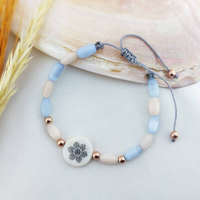 Vaoov 925 Ayar Gümüş Sedef Çiçekli Kedi Gözü Bileklik