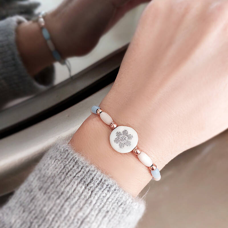 Vaoov 925 Ayar Gümüş Sedef Çiçekli Kedi Gözü Bileklik - 2